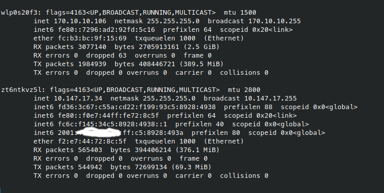 ifconfig 网卡信息